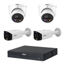 Dahua CCTV kit: 2 × HDW3849H-S2 8MP TiOC S2 + 2 × HFW3849T1-S2 8MP TiOC S2, all white, with one NVR4104 4-channel PoE recorder; no HDD