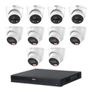 Dahua CCTV kit: 4 × HDW3849H-S2 8MP TiOC S2 + 6 × HDW3867EM 8MP Smart Dual Light, all white, with one NVR4216 16-channel PoE recorder; no HDD