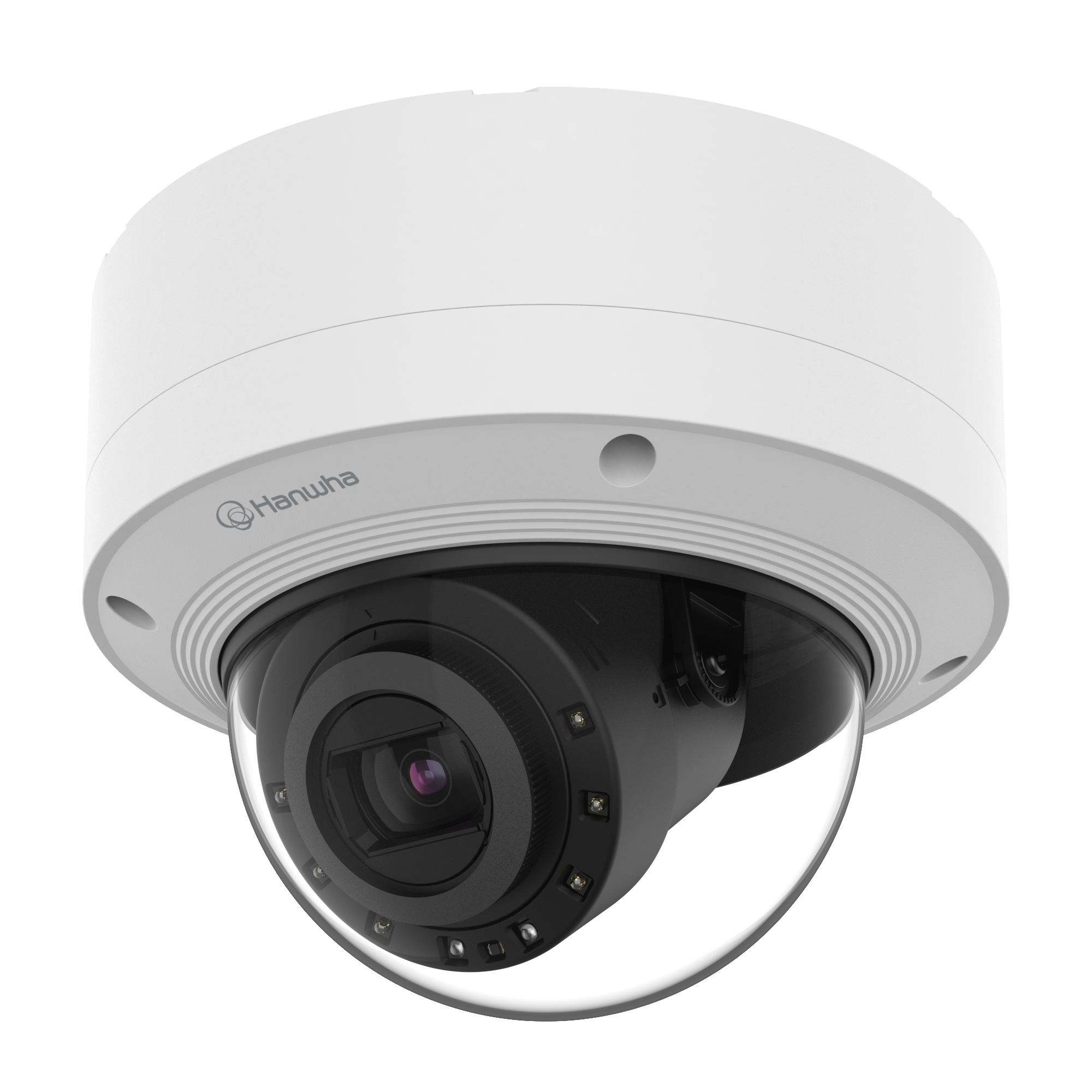 Hanwha XNV-6123R X-Plus 2MP AI IR Vandal Dome 12x Zoom — 90m WiseIR, 150dB WDR, IP66/IP67/IP6K9K/IK10+/NEMA4X