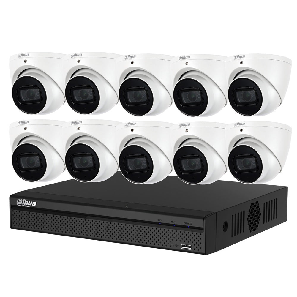 Dahua 10 x 6MP DH-IPC-HDW3666EMP-S-AUS SMD 4.0 AI Turret Security Kit 50m IR 2.8mm with SMD + 16CH NVR + 4TB HDD
