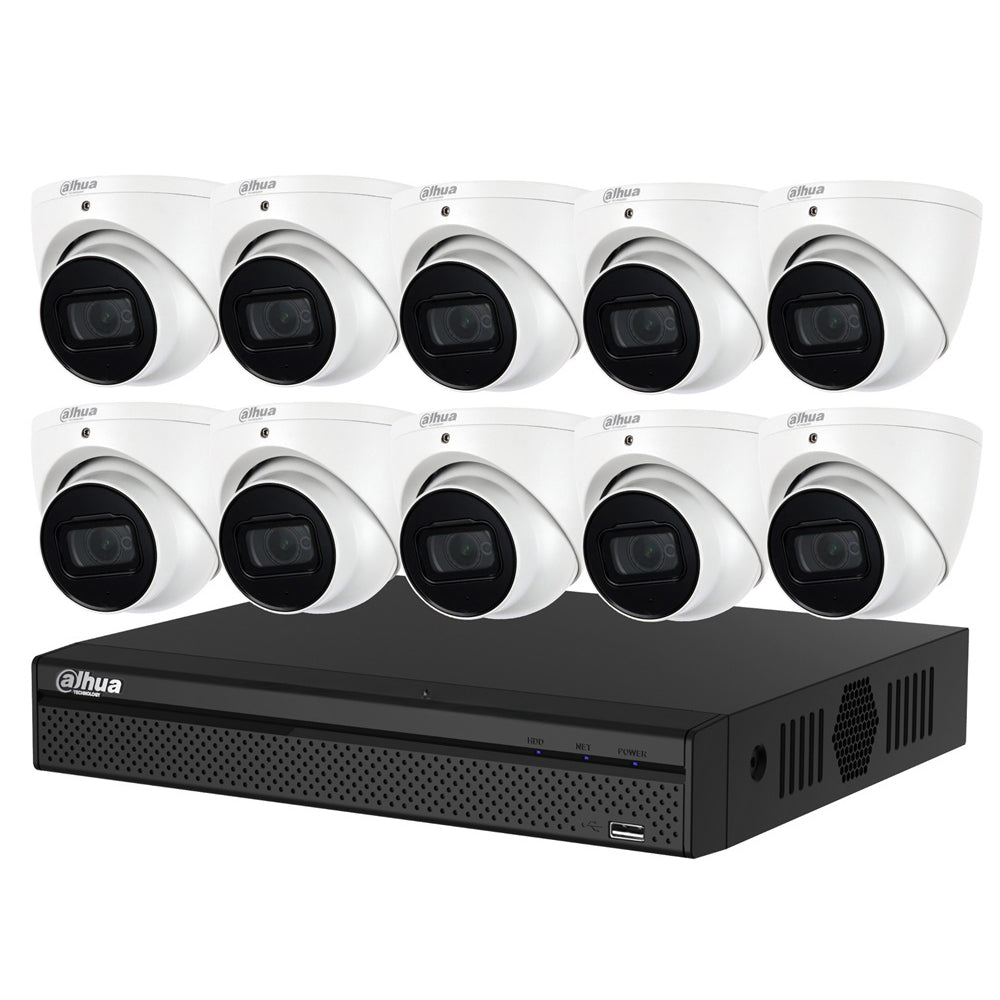 Dahua 10 x 8MP DH-IPC-HDW3866EMP-S-AUS SMD 4.0 Turret Security Kit with 16CH AI NVR 2.8mm lens + 4TB HDD