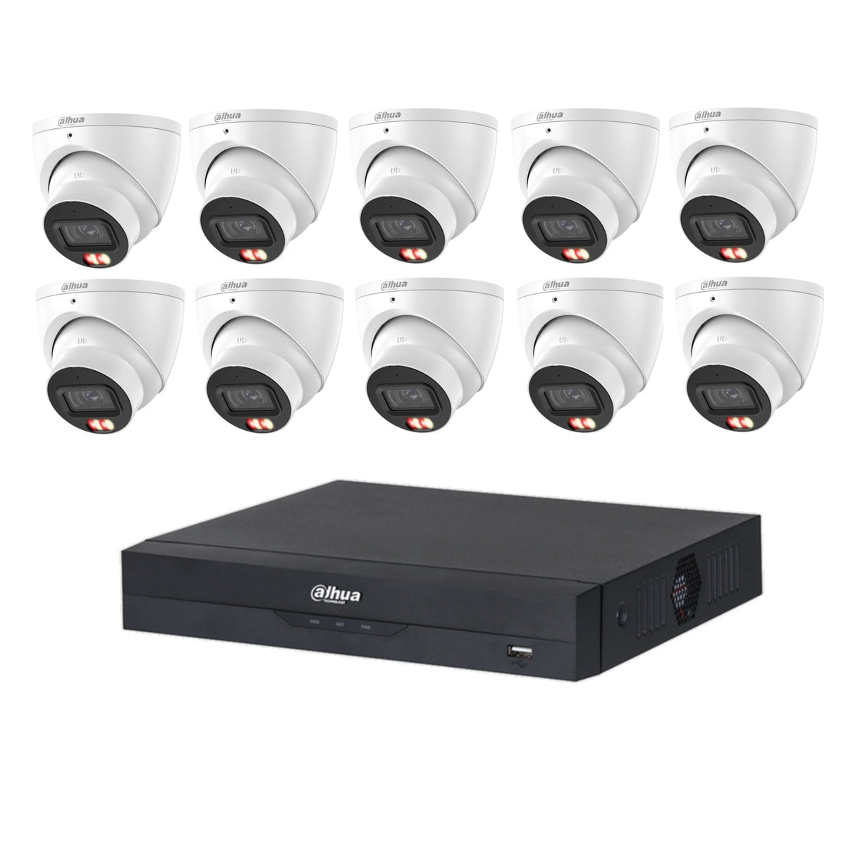 Dahua 10 x 8MP DH-IPC-HDW3867EM-S-IL-ANZ Fixed Starlight Turret Cameras, 16CH AI NVR + 4TB HDD