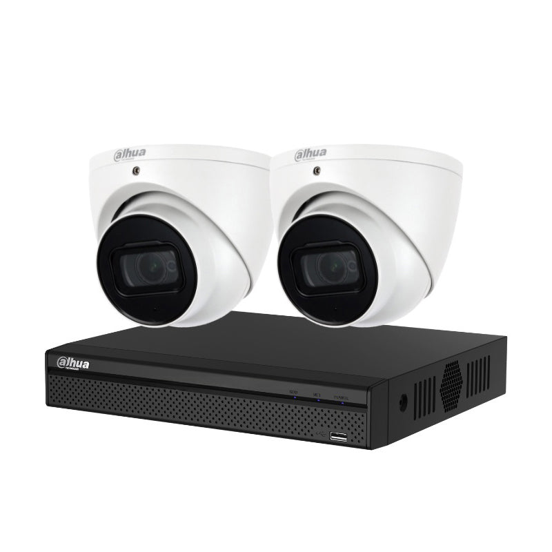 Dahua 2 x 6MP DH-IPC-HDW3666EM Turret Security Kit 50m IR 2.8mm + 4CH NVR Wizsense + 4TB HDD