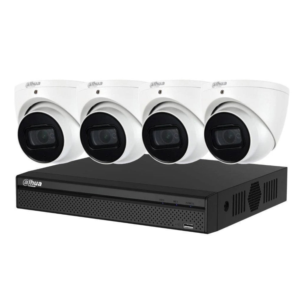 Dahua 4 x 8MP DH-IPC-HDW3866EMP-S-AUS Turret Security CCTV Kit with 8CH Wizsense NVR + 4TB HDD