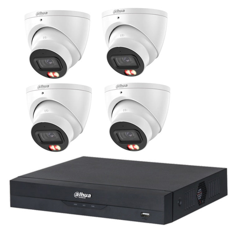 Dahua 4 x 8MP DH-IPC-HDW3867EM-S-IL-ANZ Turret Security CCTV Kit with 8CH Wizsense NVR + 4TB HDD