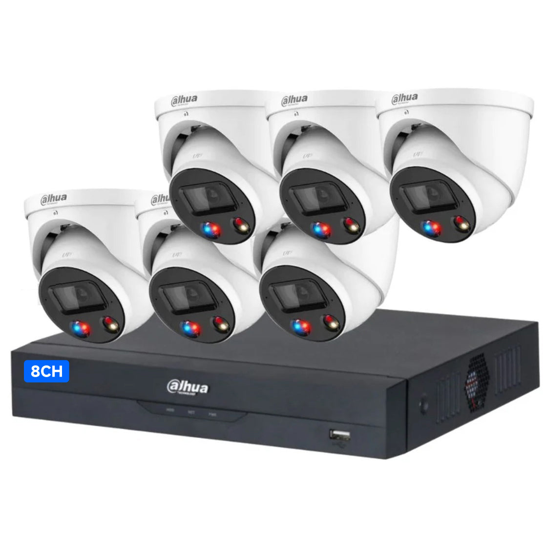Dahua 6 x 8MP TIOC Active Deterrance Turret Kit with 8CH NVR Wizsense + 4TB HDD