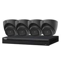 Dahua 8 MP + 4 Channels Kit: 4 x WizSense Fixed Starlight Turret Cameras, AI NVR – Black + 4TB HDD