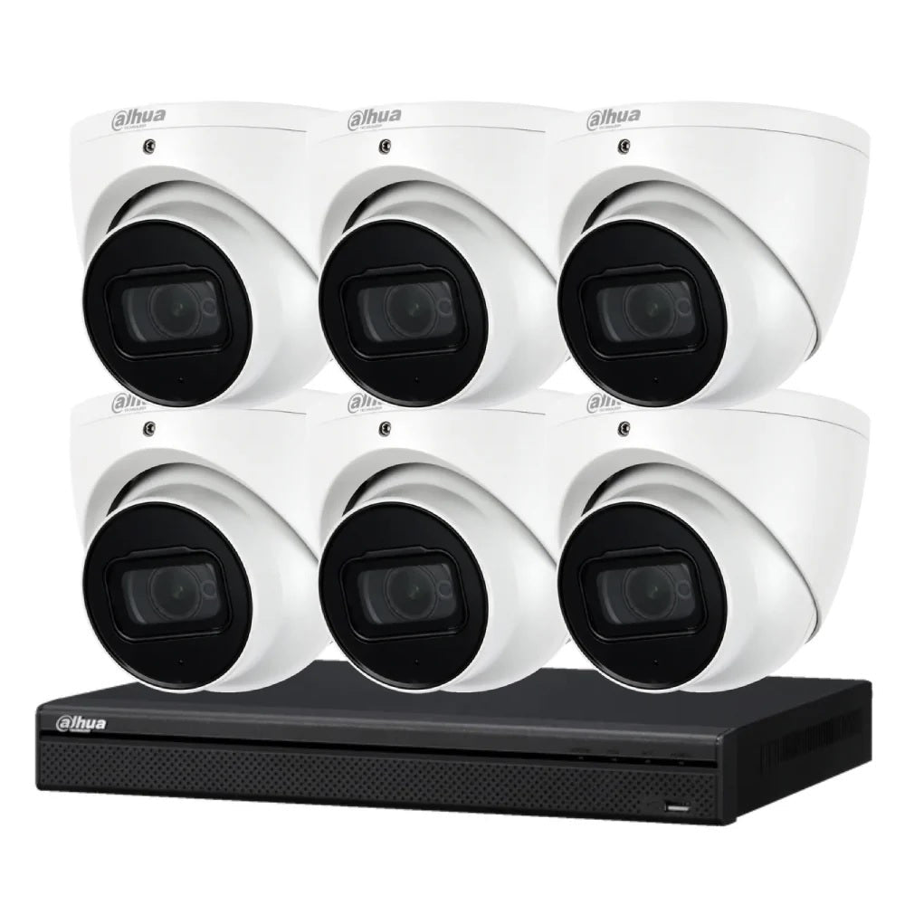 Dahua 8 MP + 8 Channels Kit: 6 x WizSense Fixed Starlight Turret Cameras, AI NVR + 4TB HDD