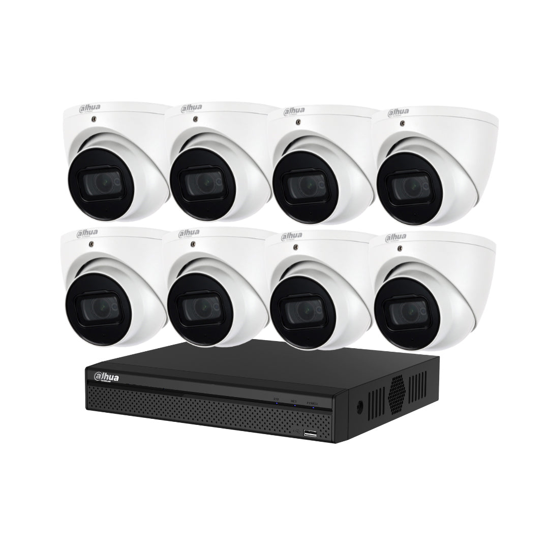 Dahua 8 x 6MP DH-IPC-HDW3666EMP-S-AUS SMD 4.0 AI Turret Kit 50m IR 2.8mm with SMD + 8CH AI NVR + 4TB HDD