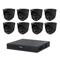 Dahua 8 x 8MP BLACK TIOC Advanced 2.0 with SMD4.0 Active Deterrance Turret Kit with 8CH Wizsense NVR + 4TB HDD