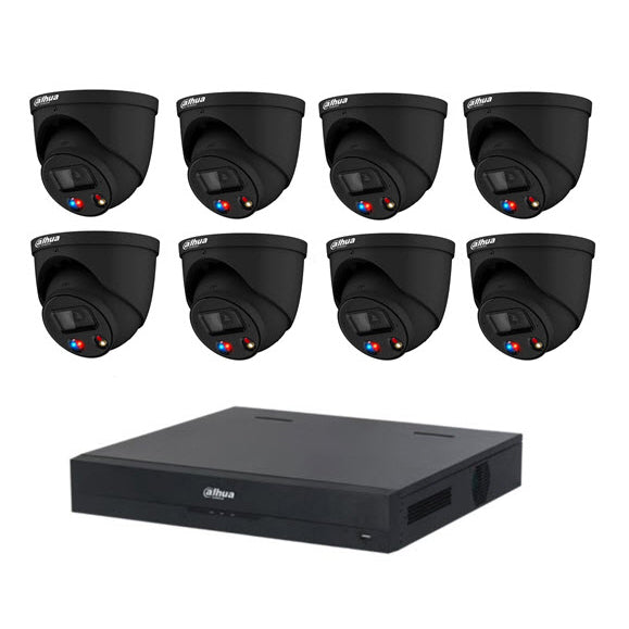 Dahua 8 x 8MP BLACK TIOC Advanced 2.0 with SMD4.0 Active Deterrance Turret Kit with 8CH Wizsense NVR + 4TB HDD
