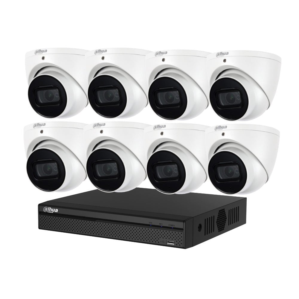 Dahua 8 x 8MP DH-IPC-HDW3866EMP-S-AUS SMD 4.0 Turret Security Kit with 8CH Wizsense NVR 2.8mm lens + 4TB HDD