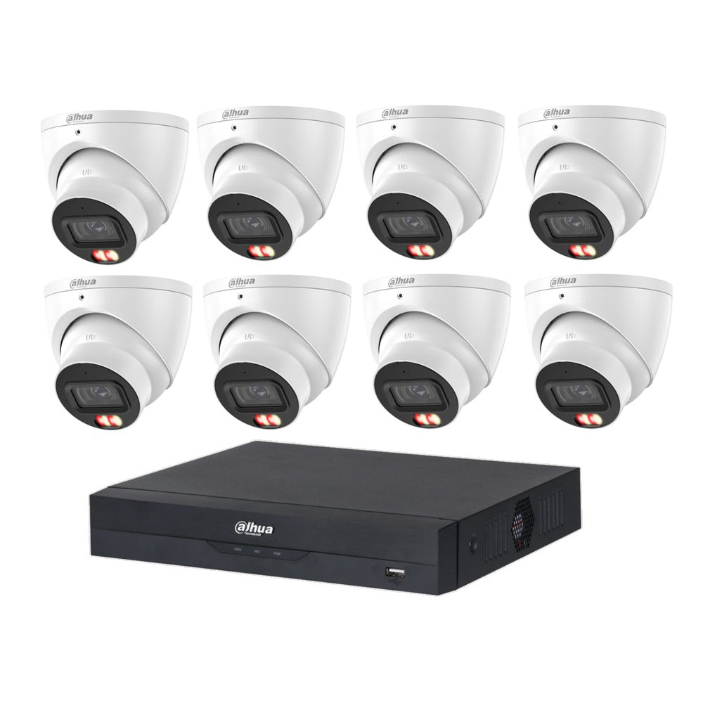 Dahua 8 x 8MP DH-IPC-HDW3867EM-S-IL-ANZ Fixed Starlight Turret Cameras, 8CH AI NVR + 4TB HDD