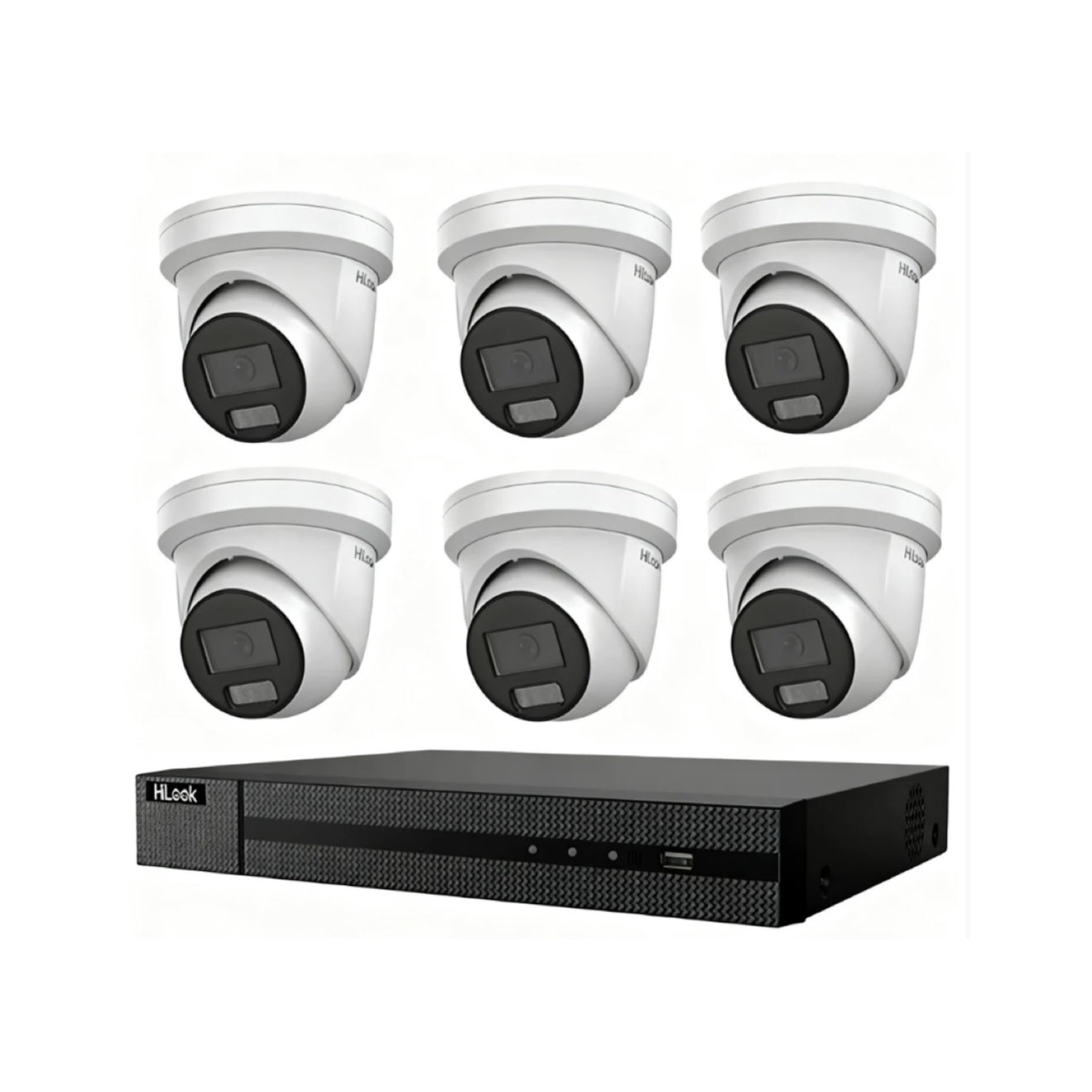 HiLook Hikvision 8MP 4K AcuSense CCTV Kit – 6x Turret IPC-T381H-MU + 8CH PoE NVR (NVR-108MH-C-8P)