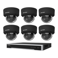 Hikvision kit with 6 black DS-2CD2166G2H-ISU cameras and recorder