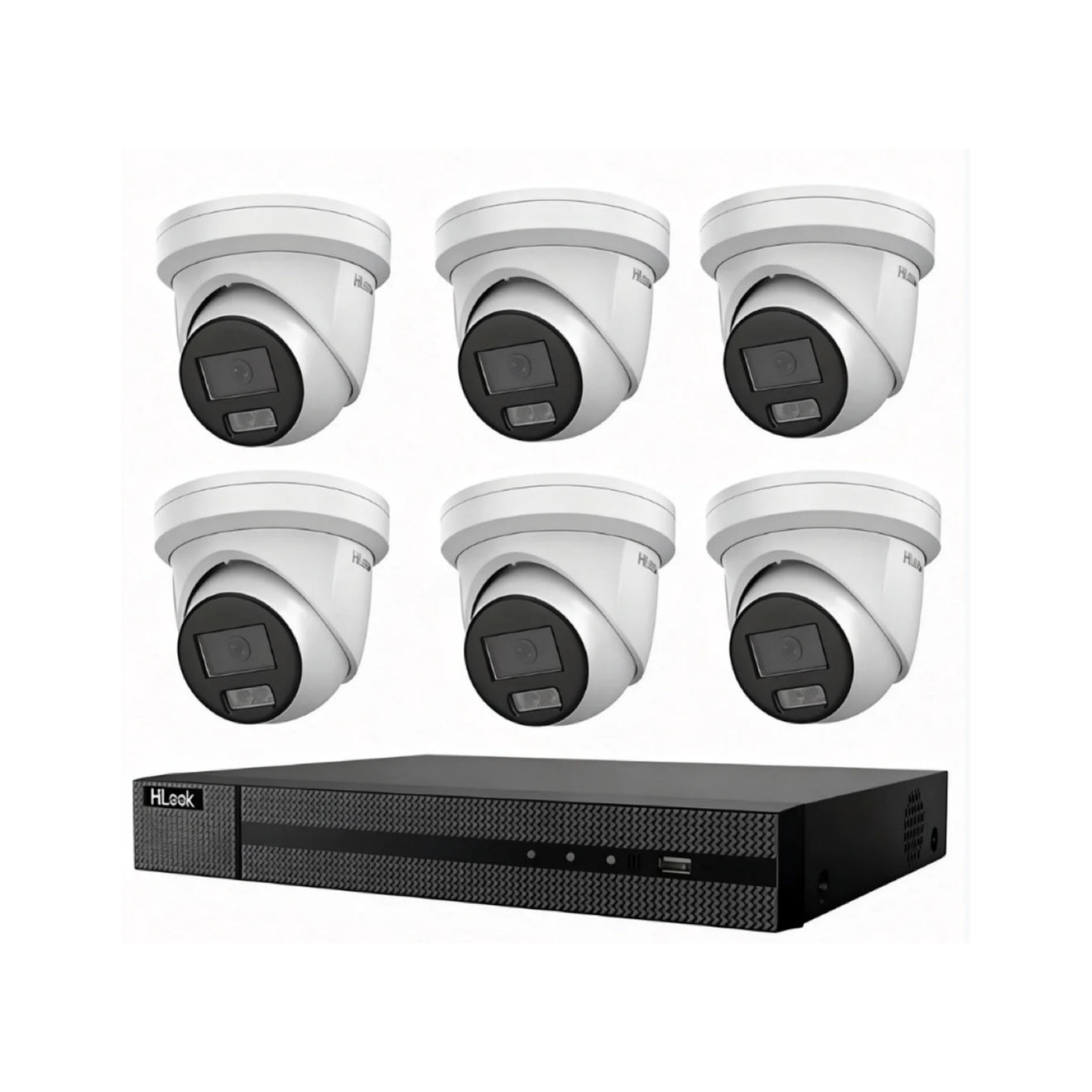 HiLook by Hikvision 6MP 8CH CCTV Kit with 2 Colour Deterrence Cameras IPC-T269-MU/SL + 4 Turret Cameras IPC-T262H-MU