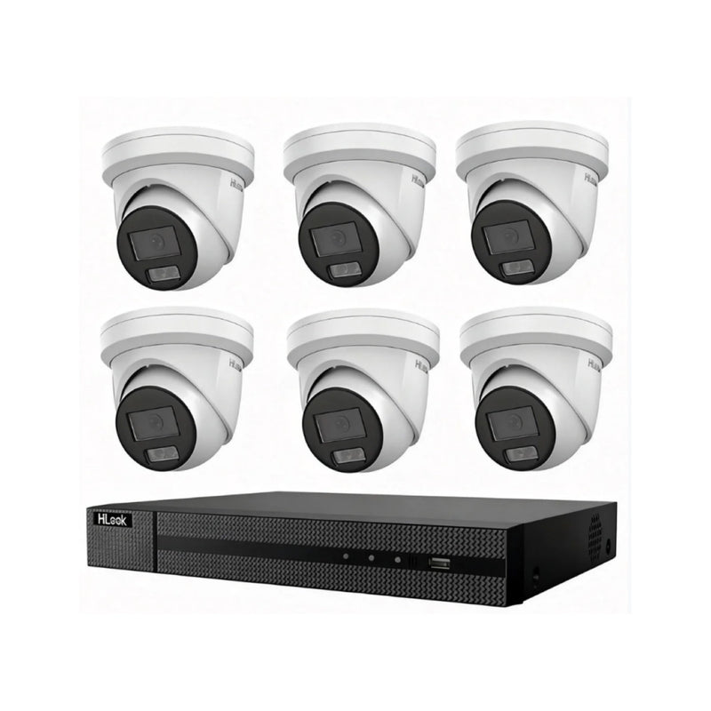 HiLook Hikvision 6MP AcuSense CCTV Kit – 6x Turret IPC-T361H-MU + 8CH PoE NVR (NVR-108MH-C/8P)