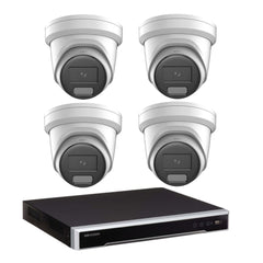 Hikvision 4 x 8MP 2387G3 ColorVu Hybrid Cameras Bundle: Strobe Light, Two-way Audio, Alarm Cameras & 8 Channel NVR  + 4TB HDD