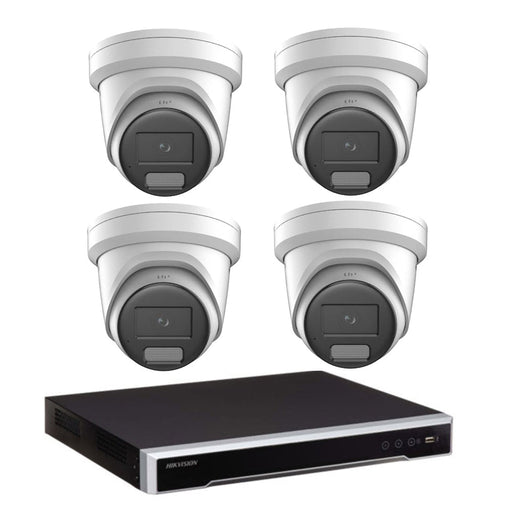 Hikvision 4 x 8MP DS-2CD2387G3-LIS2UY/SL ColorVu 3.0 CCTV Kit + DS-7608NI-M2/8P 8CH NVR, Strobe & Audio Warning