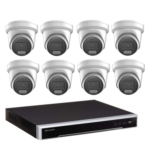 Hikvision 8 x 6MP DS-2CD2367G3-LIS2UY/SL ColorVu 3.0 CCTV Kit + DS-7608NI-M2/8P 8CH NVR + 4TB HDD, Strobe & Audio Warning