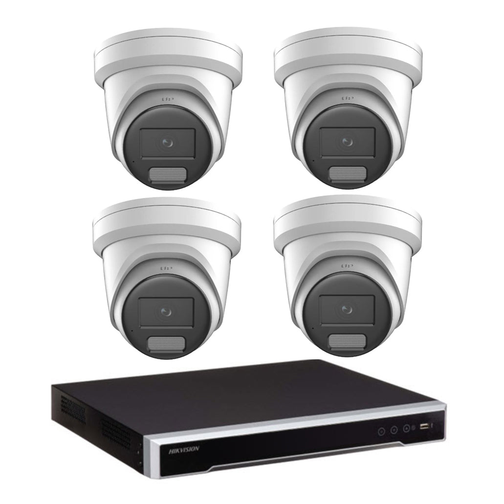 Hikvision 8MP Colorvu 3.0 Hybrid  CCTV Kit: 4 x Liveguard Gen 3 Cameras + 8CH M Series NVR / 4TB