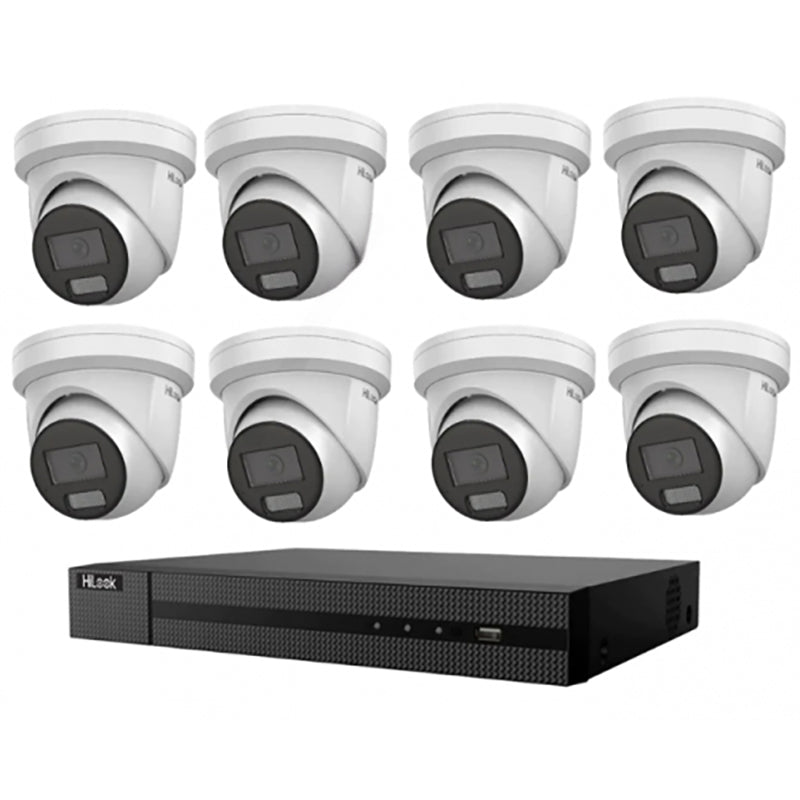 HiLook Hikvision 8MP 4K AcuSense CCTV Kit – 8x Turret IPC-T381H-MU + 16CH PoE NVR (NVR-216MH-C/16P)