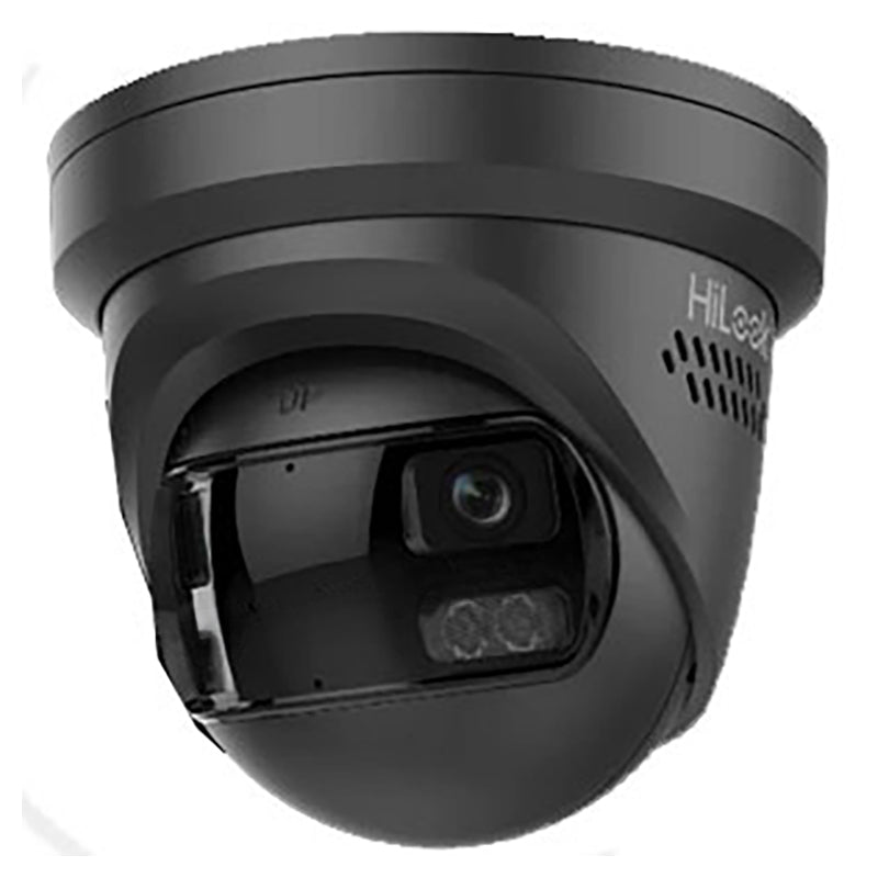 HiLook IPC-T289PH-MU/SL-BLK 8MP 180° Turret Camera with Active Blue/Red Strobe and Two-Way Audio, IR 30m 2mm (Black)