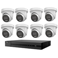 HiLook Hikvision 8MP AcuSense 16CH CCTV Kit with 8 Turret IP Cameras IPC-T282H-MU
