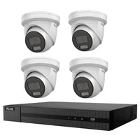 HiLook Hikvision 6MP AcuSense 4CH CCTV Kit with 4 Turret IP Cameras IPC-T262H-MU