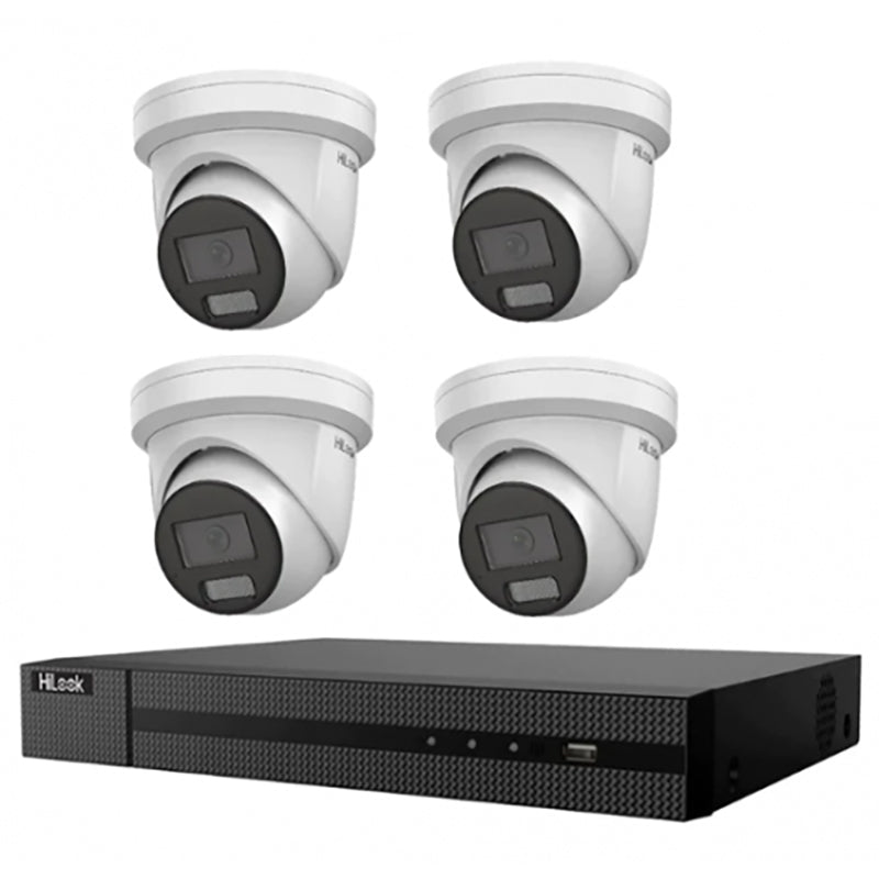 HiLook Hikvision 6MP AcuSense 4CH CCTV Kit with 4 Turret IP Cameras IPC-T262H-MU