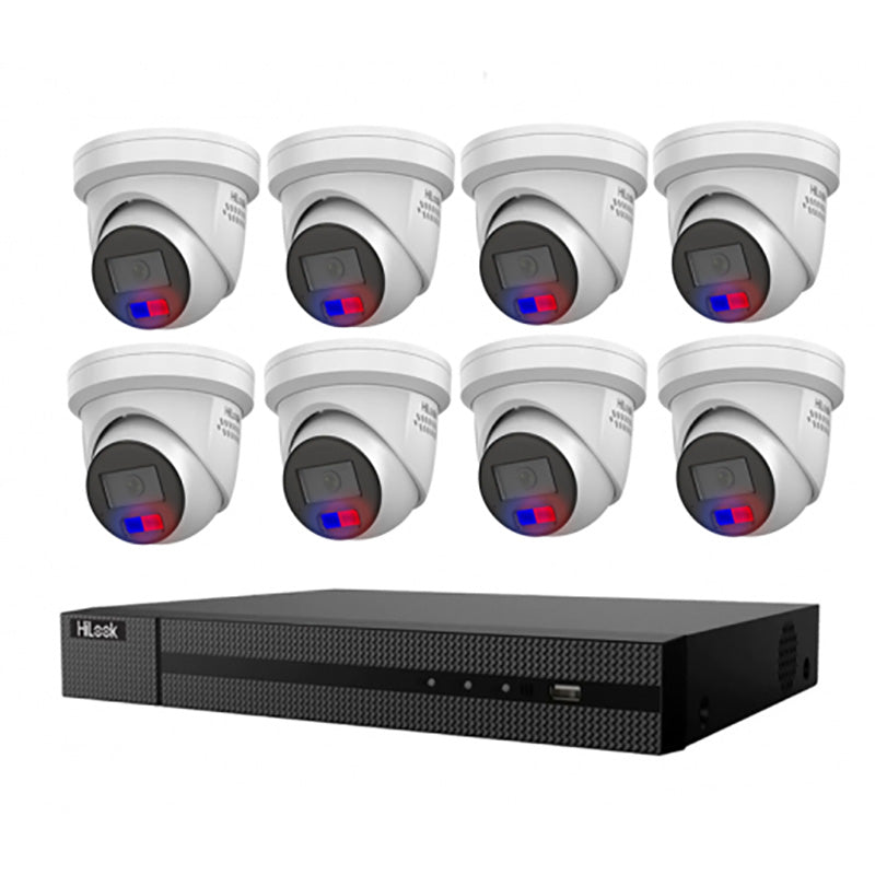 HiLook by Hikvision 6MP AcuSense 8CH CCTV Kit with 8 Colour Deterrence Cameras IPC-T269-MU/SL