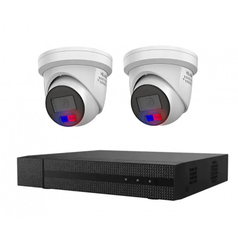 HiLook Hikvision 6MP 2 Camera Kit with 2 x AI IntelliSense, Full-Color Built-in Audio, 4CH 4K NVR