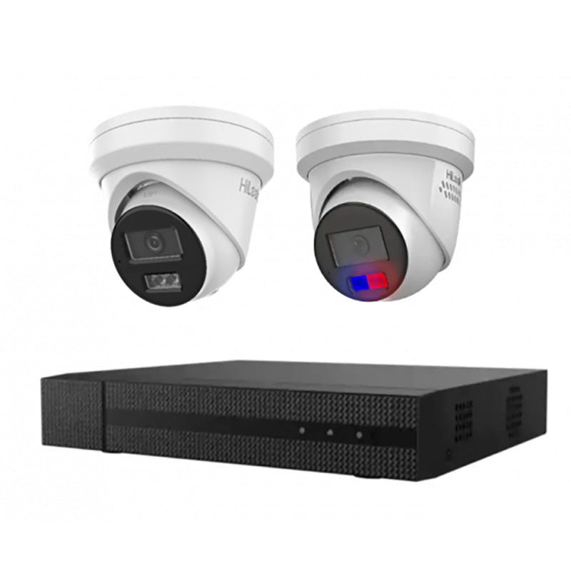 HiLook 6MP 2 Camera Kit with AI IntelliSense, Full-Color Built-in Audio, 4CH 4K NVR