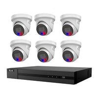 HiLook Hikvision 6MP AcuSense 8CH CCTV Kit with 6 All-in-One Colour Deterrence Cameras IPC-T269-MU/SL