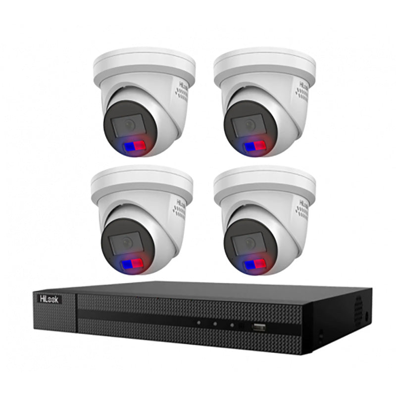 HiLook Hikvision 6MP AcuSense 4CH CCTV Kit 4 Colour Deterrence Cameras IPC-T269-MU/SL