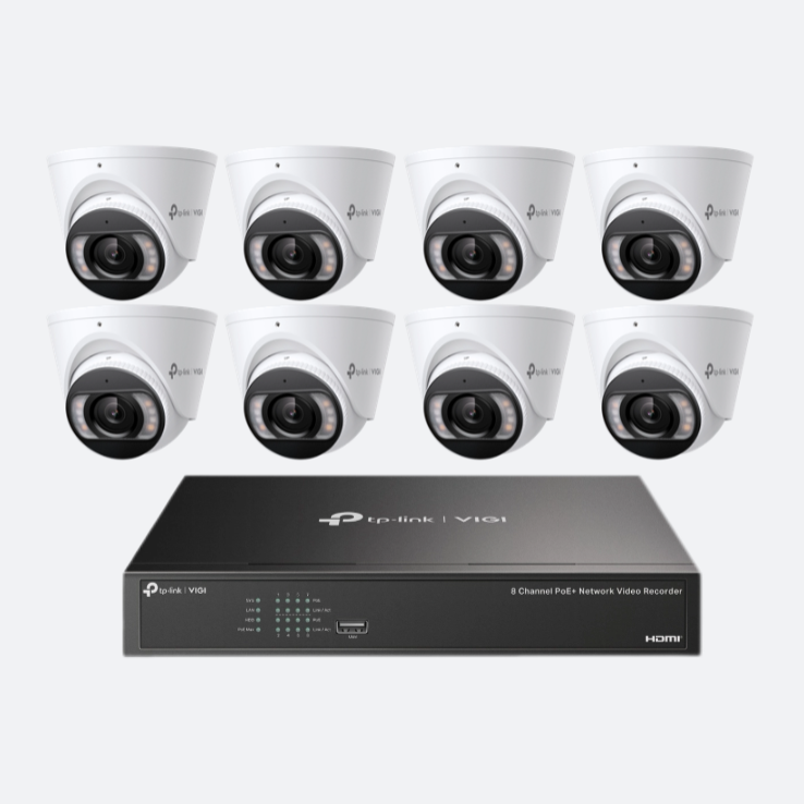 TP-Link CCTV Kit: 8 x 8MP IP Turret Cameras (Full-Colour Speaker / Mic / Light) + 8CH NVR