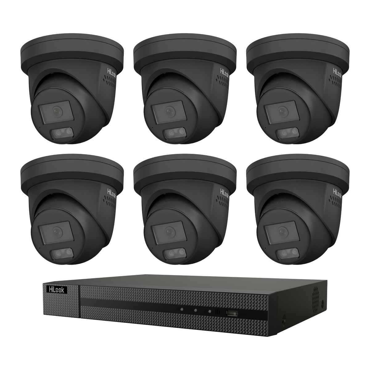 HiLook Hikvision 6MP AcuSense 8CH CCTV Kit with 6 All-in-One Colour Deterrence Cameras IPC-T269-MU/SL