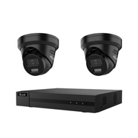 HiLook kit with 2 black IPC-T289H-MU/SL cameras and NVR, no hard drive