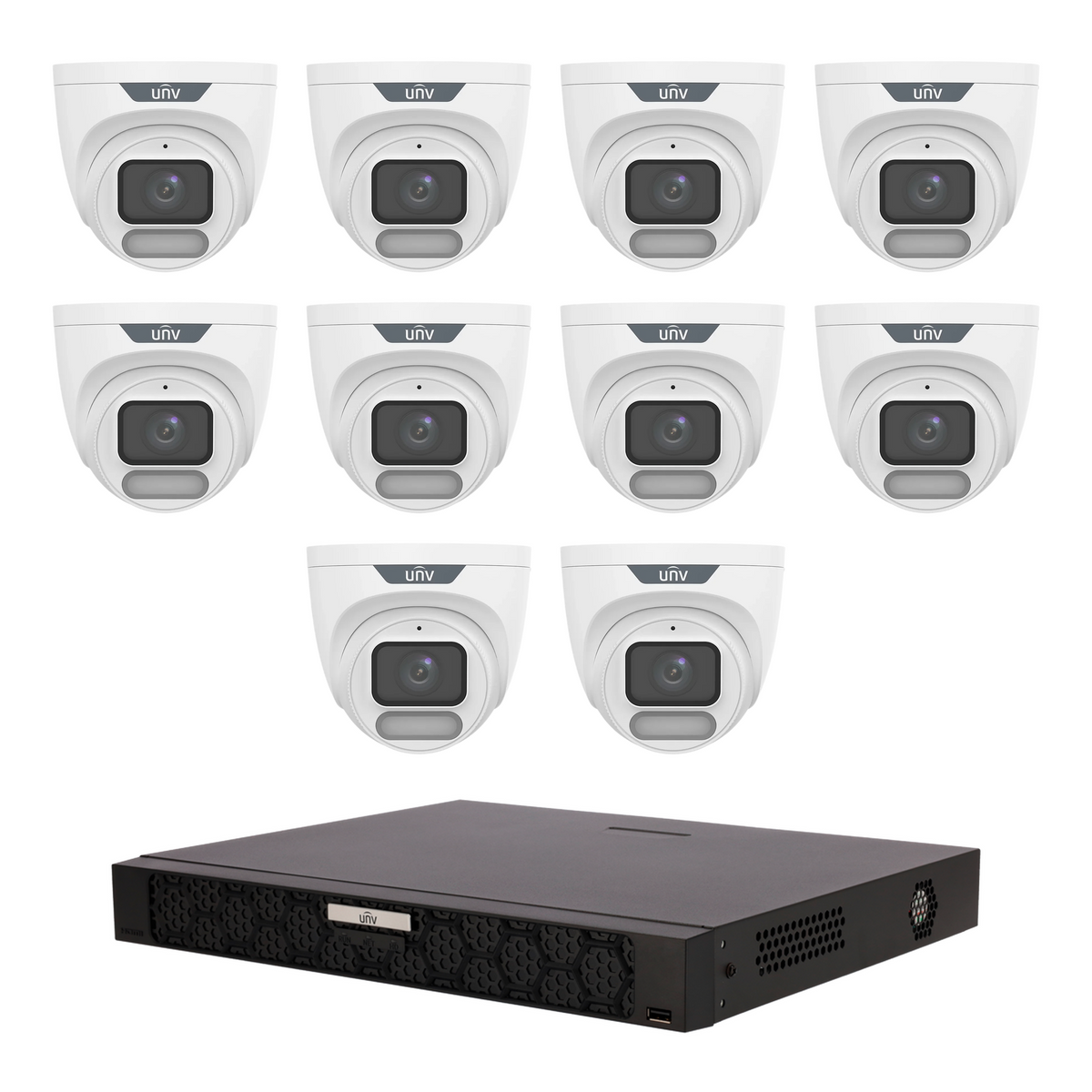 Uniview 10 x 6MP IPC3626LE-ADF28K-WP ColorHunter Turret CCTV Kit + NVR502-16B-P16-IQ 16CH PoE NVR, No HDD - SMarket