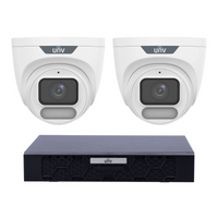 Uniview 2 x 6MP IPC3626LE-ADF28K-WP ColorHunter Turret CCTV Kit + NVR501-04B-P4-IQ 4CH PoE NVR, No HDD - SMarket
