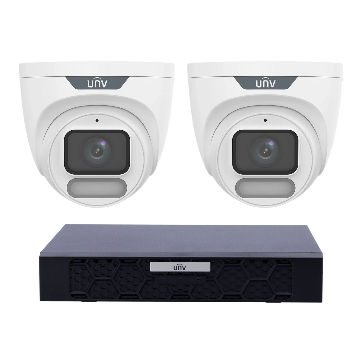 Uniview 2 x 6MP IPC3626LE-ADF28K-WP ColorHunter Turret CCTV Kit + NVR501-04B-P4-IQ 4CH PoE NVR, No HDD - SMarket