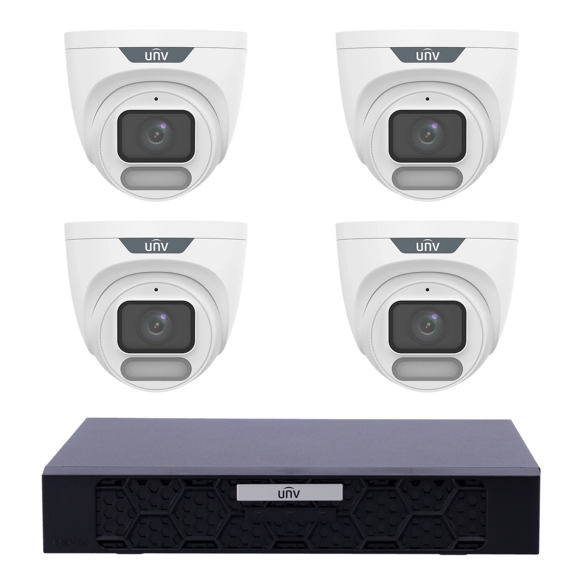 Uniview 4 x 6MP IPC3626LE-ADF28K-WP ColorHunter Turret CCTV Kit + NVR501-08B-P8-IQ 8CH PoE NVR, No HDD