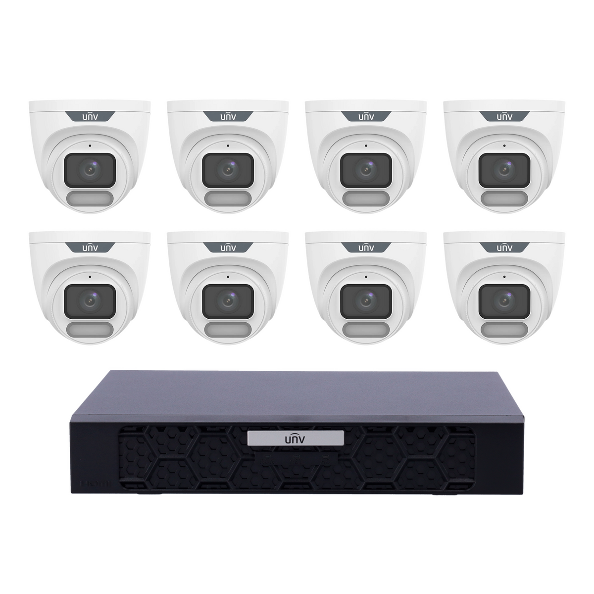 Uniview 8 x 6MP IPC3626LE-ADF28K-WP ColorHunter Turret CCTV Kit + NVR501-08B-P8-IQ 8CH PoE NVR, No HDD - SMarket