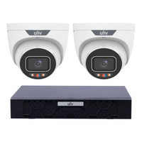 Uniview 2 x 6MP IPC3636SS-ADF28KMC-I1 Active Deterrence Turret CCTV Kit + NVR501-04B-P4-IQ 4CH PoE NVR, No HDD - SMarket