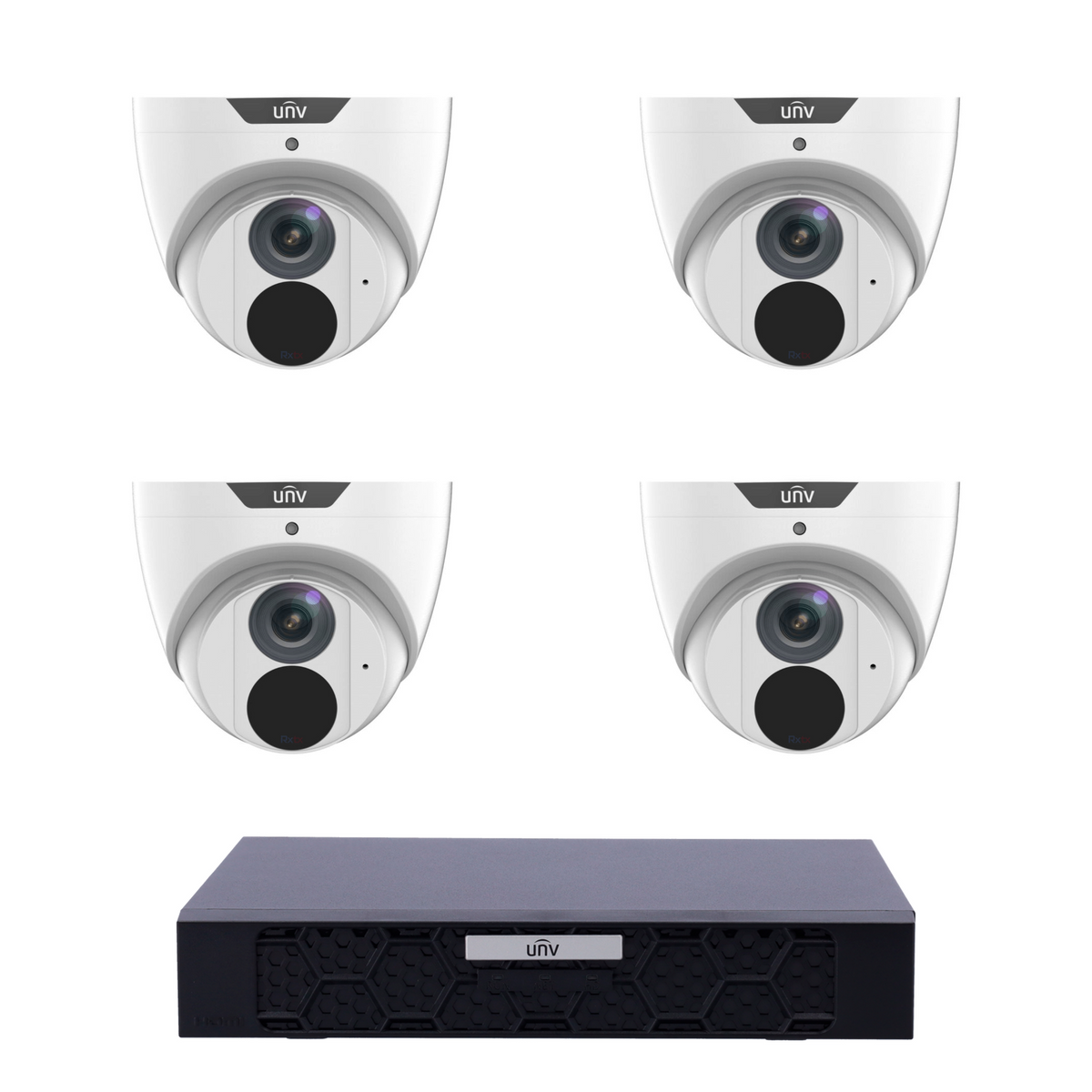 Uniview 4 x 6MP IPC3616LE-ADF28KM-G EasyStar IR Turret CCTV Kit + NVR501-08B-P8-IQ 8CH PoE NVR, No HDD - SMarket