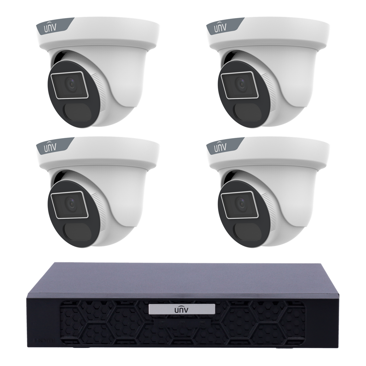 Uniview 4 x 6MP IPC3616SS-ADF28K-I1 LightHunter Turret CCTV Kit + NVR501-08B-P8-IQ 8CH PoE NVR, No HDD