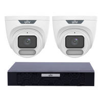 Uniview 2 x 8MP IPC3628LE-ADF28K-WP ColorHunter Turret CCTV Kit + NVR501-04B-P4-IQ 4CH PoE NVR, No HDD - SMarket