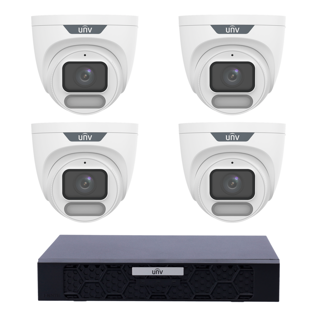 Uniview 4 x 8MP IPC3628LE-ADF28K-WP ColorHunter Turret CCTV Kit + NVR501-04B-P4-IQ 4CH PoE NVR, No HDD - SMarket