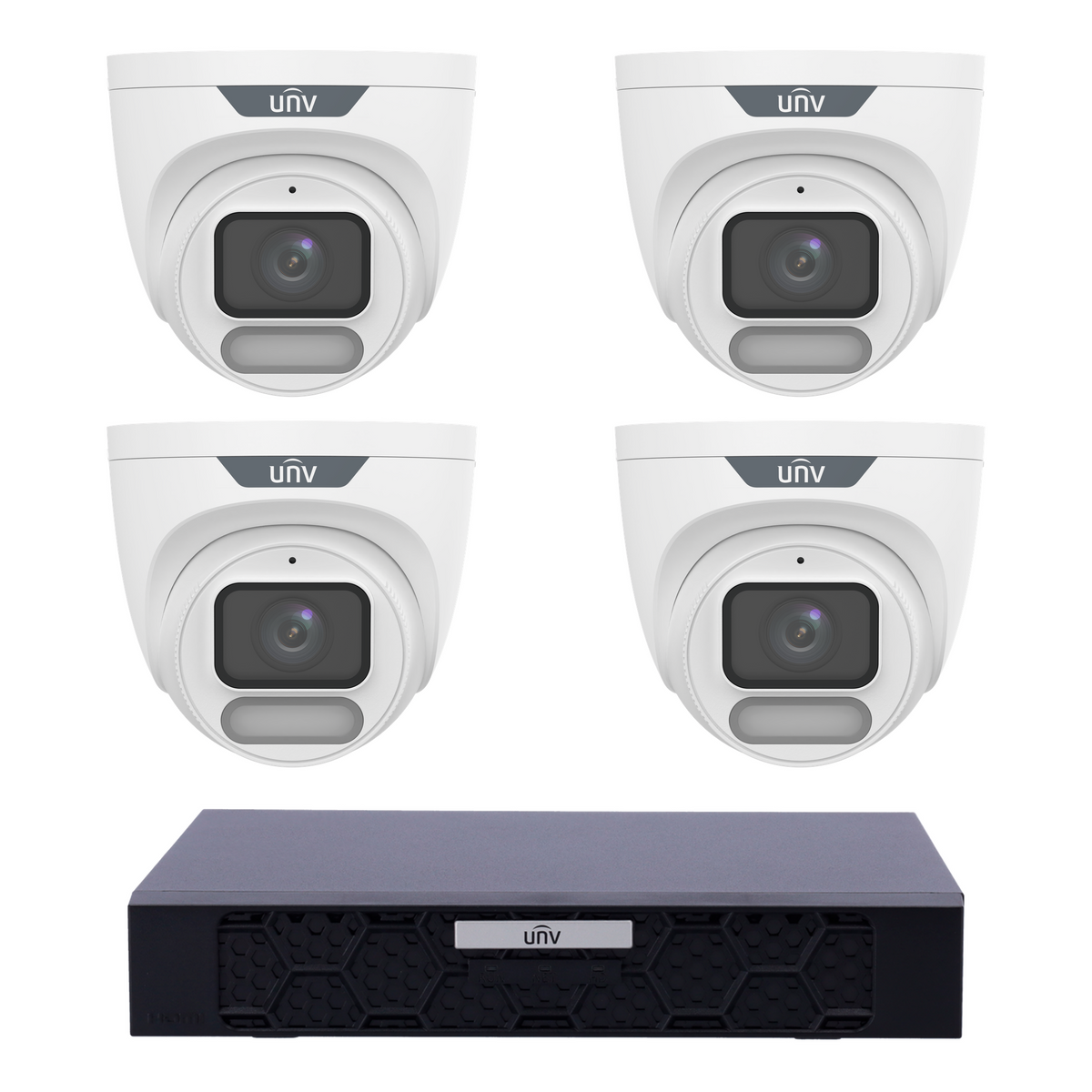 Uniview 4 x 8MP IPC3628LE-ADF28K-WP ColorHunter Turret CCTV Kit + NVR501-08B-P8-IQ 8CH PoE NVR, No HDD - SMarket