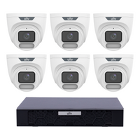 Uniview 6 x 8MP IPC3628LE-ADF28K-WP ColorHunter Turret CCTV Kit + NVR501-08B-P8-IQ 8CH PoE NVR, No HDD - SMarket